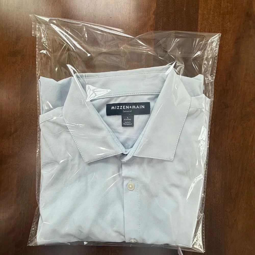 Mizzen+Main Leeward Mens L Classic Fit Light Blue Button Down Performanc Stretch - Picture 9 of 10